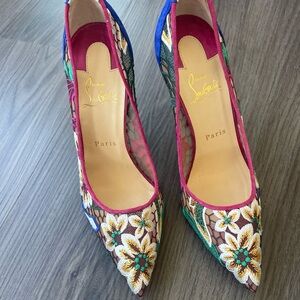 Christian Louboutin Floral Embroidered Heels